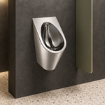 პისუარი Nofer ვერცხლისფერი უჟანგავი ფოლადი მატი 60 x 36 x 39,5 სმ 13004.S — რეალურ ინტერიერში — SKU 13004.S