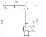 SCHOCK EPOS 540120GDW — technical drawing: reach 215 mm, spout height 274 mm, overall height 310 mm