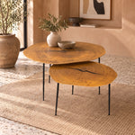 Reception table Miago with iron top, metal black legs, brown, &, height