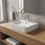 Раковина Maramori ART BASIN, накладная, прямоугольная, с переливом, белая глянцевая