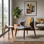 Himlin SELTOS living room chair, Malaysian oak, gray
