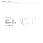 New York 50×40 Gold Flax technical drawing, 540×440×200 mm overall; 503×403×200 mm bowl; cabinet 600 mm; 10 mm radius, SKU R35160