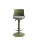 Bar stool with green metal frame and polypropylene backrest with soft surface pp-084/GREEN