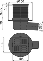 Трап Alcadrain сухой, черный, 10*10 см APV31BLACK