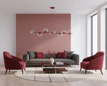 Emibig MAGNUS LED Chandelier, 10W, Burgundy, Clear Glass Shades, 100 × 14 cm 1645/8
