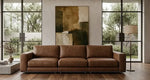Диван для гостиной Kimhome коричневый кожаный 322*100*85см P8510