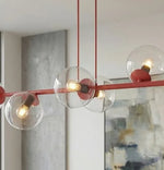 Emibig MAGNUS LED Chandelier, 10W, Burgundy, Clear Glass Shades, 100 × 14 cm 1645/8