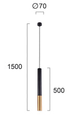 ჭაღი Viokef MAX 30 ვატი მატი შავი ANTIQUE OXYDE 7*150სმ 4236600 — 4236600 ტექნიკური ნახაზი