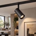 ტექნიკური განათება წერტილოვანი Viokef MAGNETIC LED 13ვატი 3000K შავი დიამ.4.8სმ 4244000 — რეალურ ინტერიერში — მაგნიტურ პროფილში