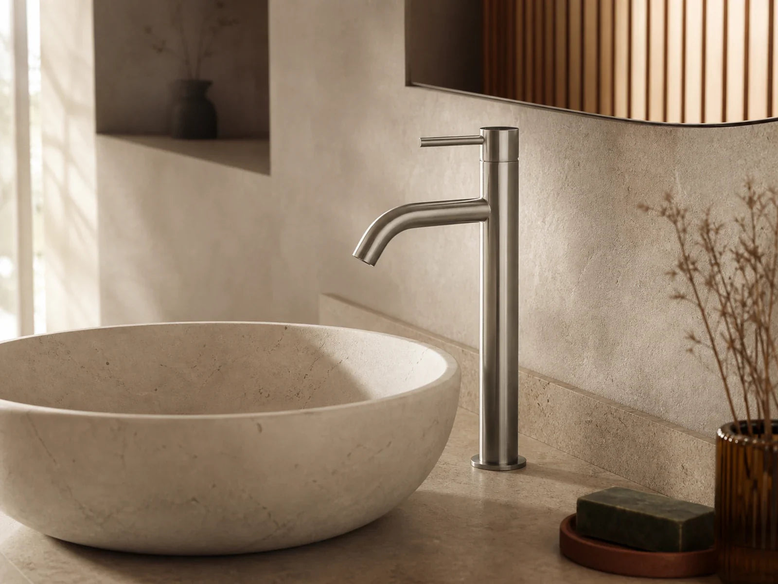 высокий смеситель для Умивальника Meir Piccola Brushed Nickel MB03XL.01-PVDBN