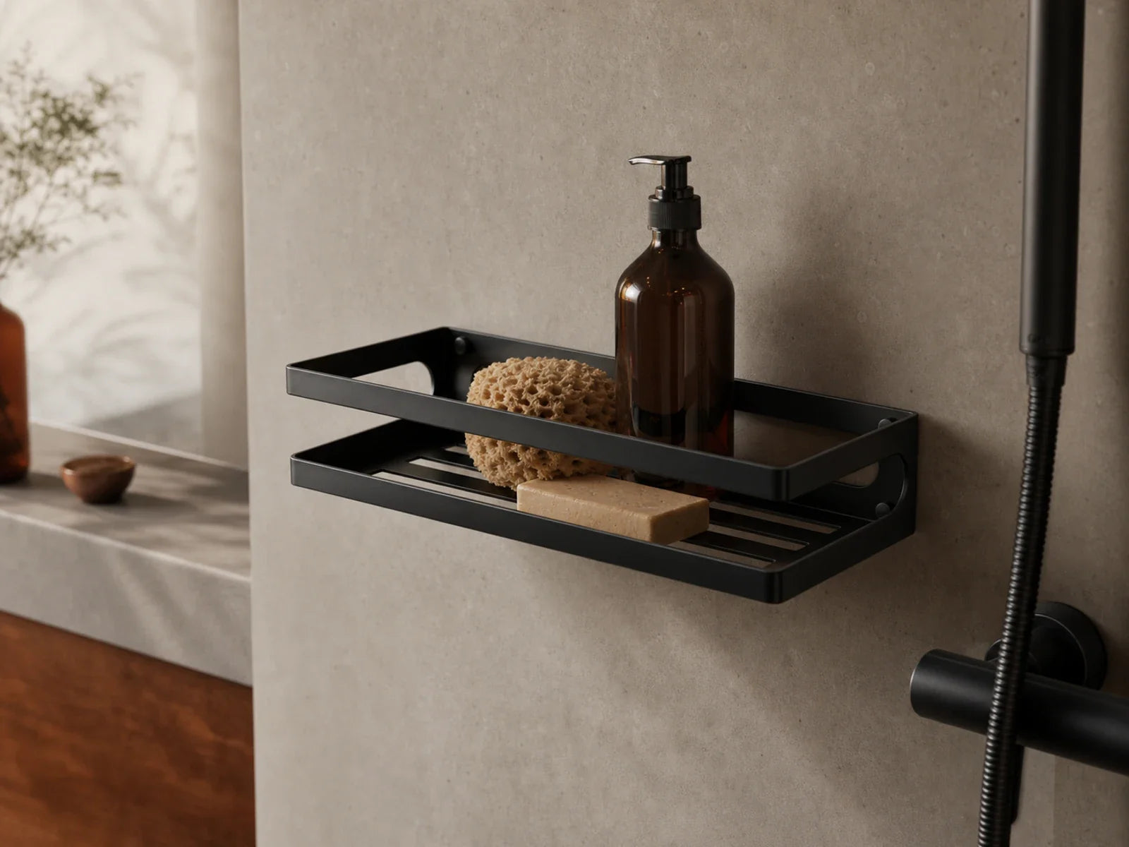 Bathroom shelf Empolo wall bracket black matt 27*14*6cm M2714MB