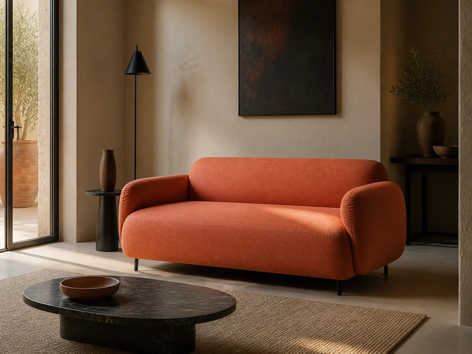 Living room sofa pedral BUDDY aluminum frame NERO material H124 180*90*73.5cm 218/H124_NERO