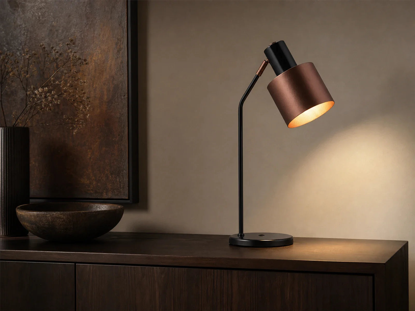 Table lamp Viokef DEXTER 40 Watt Black and Copper 16*47cm 4215900