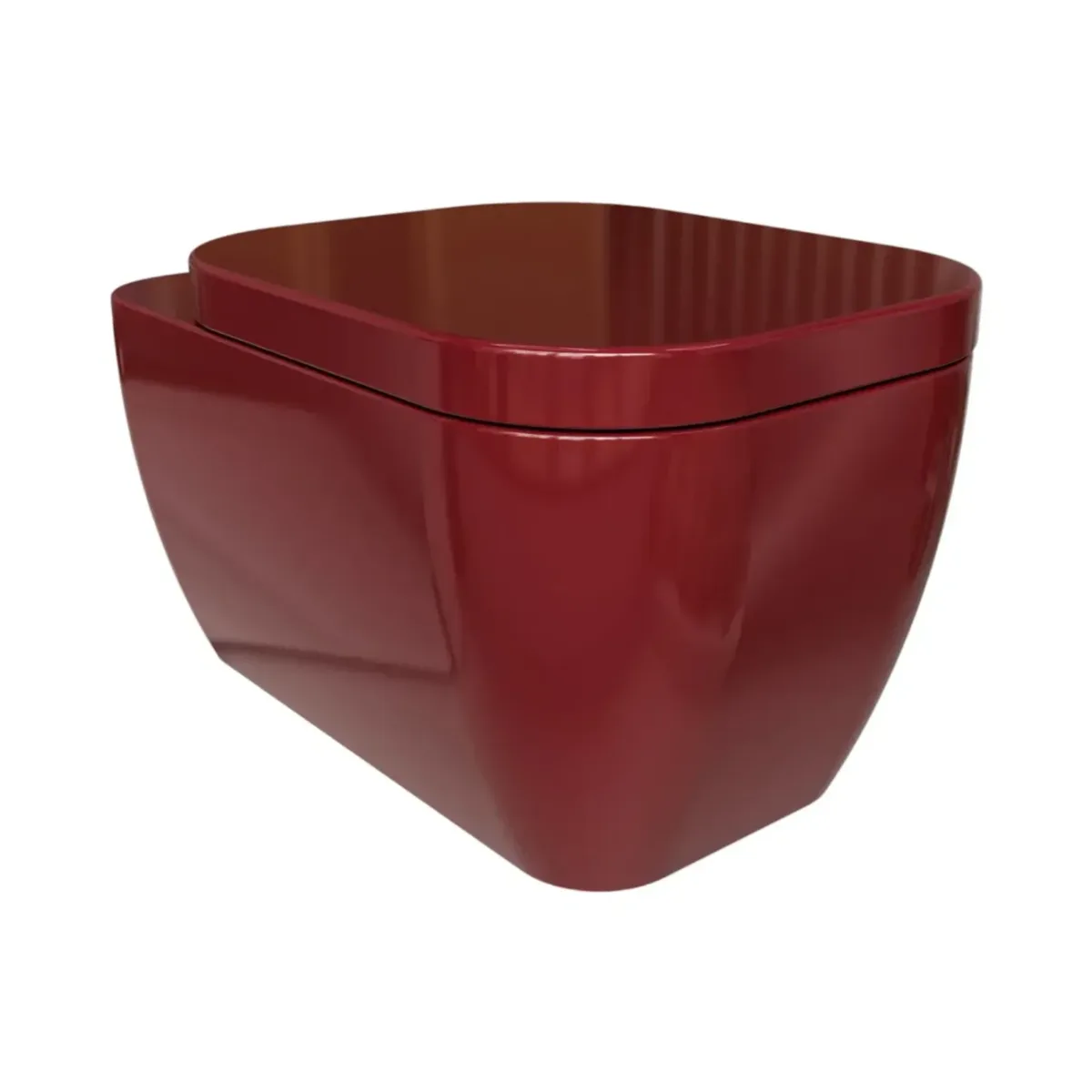 Simas Henges Wall-Hung Toilet Rubino with Installation Kit and Soft-Close Seat Glossy 55 cm HE18&F85||RUB