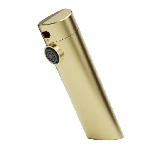 Nofer Basin Mixer Tap, Matte Gold, with Infrared Sensor, 6 L/min, 16.7 × 4.6 × 13.6 cm