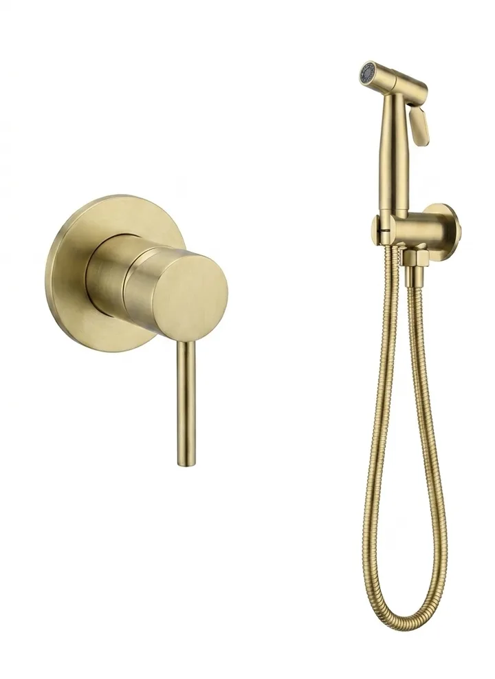 Meir Brushed Gold Concealed Hygienic Hand Shower with Built-in Mixer