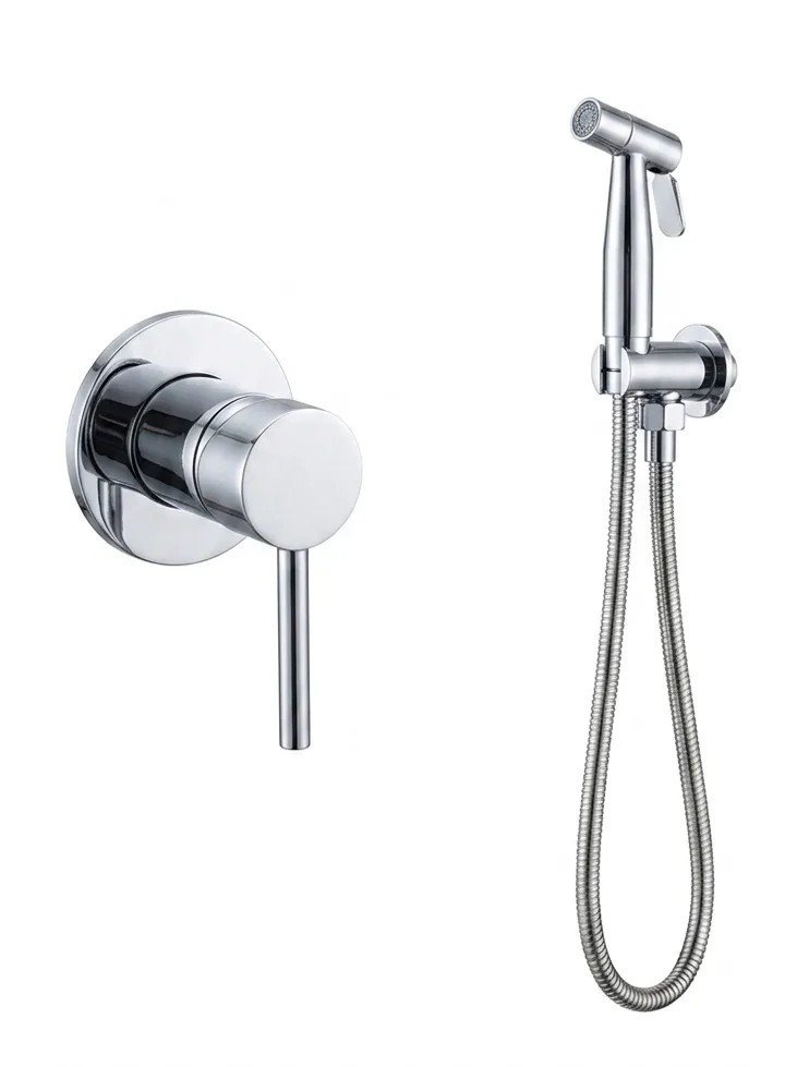 Meir Chrome Concealed Hygienic Hand Shower with Built-in Mixer