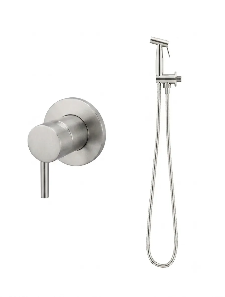 Meir Brushed Nickel Concealed Hygienic Hand Shower with Built-in Mixer
