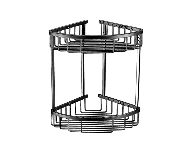Bathroom Double Shelf Empolo Corner Wall Mount Black Matte 20*20*6*32cm | M613MB