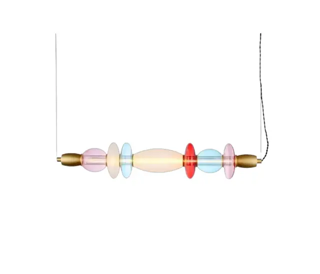 Chandelier Elements Lightning Leonor Horizontal 8 Watt Rose Bleu Opaque Rouge Length 82.6 cm Width 15 cm 102051