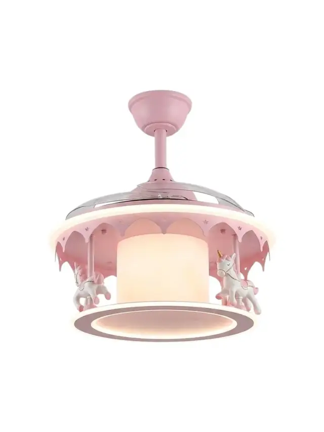 Chandelier Kids Lighting Pink Carousel With Propeller 50*50*50cm MD20736