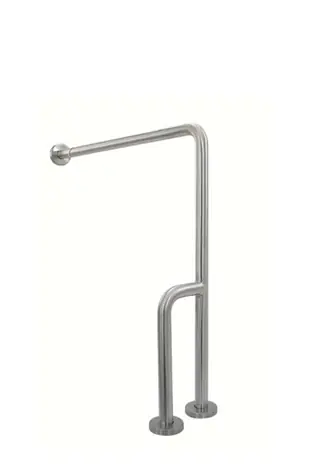 Nofer Bathroom handrails for disabled people brushed length 70cm width 70cm 90 degree bend 15203.B