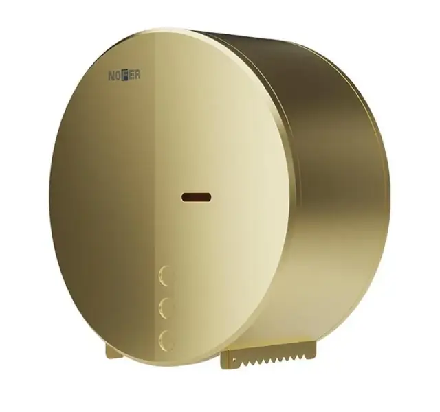 Nofer ტუალეტის ქაღალდის საკიდი მრგვალი PVD SATIN GOLD უჟანგავი ლითონის 05046.G