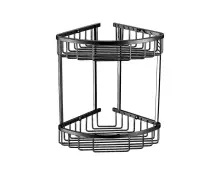 Полка для ванной комнаты двойная Empolo, угловая, черный матовый, 20*20*6*32 см | M613MB