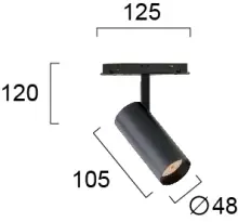 ტექნიკური განათება წერტილოვანი Viokef MAGNETIC LED განათ.დონის კონტრ 13ვატი 3000K შავი დიამ.4.8 cm 4244000