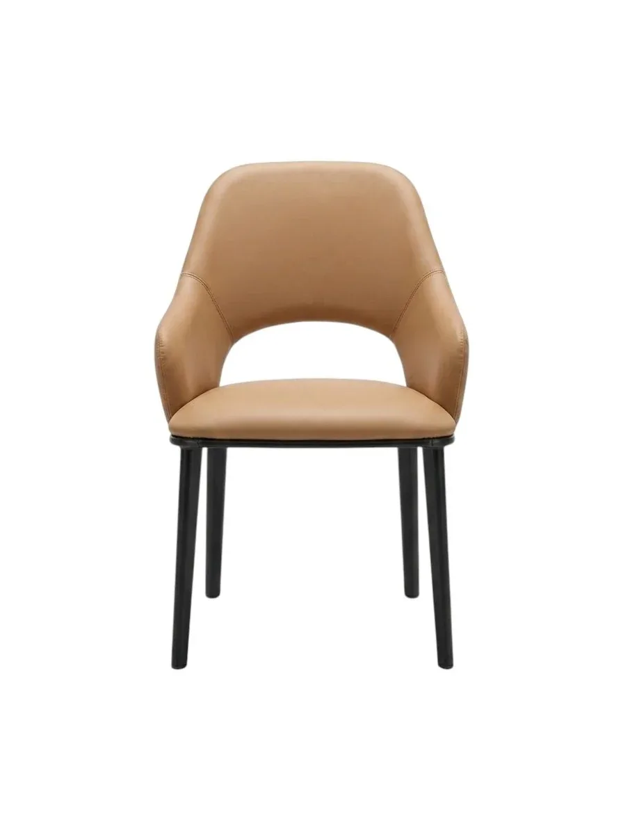 Kitchen chair in orange faux leather with metal legs HLY25-2308-ORANGE