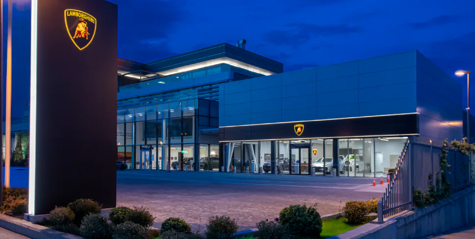 Lamborghini showroom with tiles Lamborghini showroom with tiles