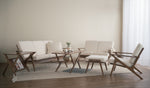 Hinlim ASTON living room sofa, Malaysian oak, oak-colored, with a white seat, 178.5cm*78cm*77cm