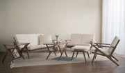 Hinlim ASTON living room sofa, Malaysian oak, oak-colored, with a white seat, 178.5cm*78cm*77cm