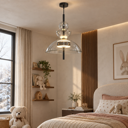 ჭაღი Juncan მინა მეტალის LED D40*H64,5 სმ MD2407C — რეალურ ინტერიერში — რეალისტური მასშტაბი და ზუსტი სანათი