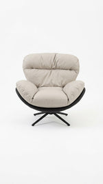 Miago living room armchair with a white fabric swivel base