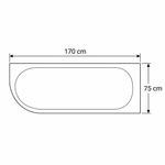 ALP 17075RH-MW — ზომების ნახაზი: სიგრძე 170 cm, სიგანე 75 cm