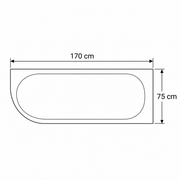 ALP 17075RH-MW — ზომების ნახაზი: სიგრძე 170 cm, სიგანე 75 cm