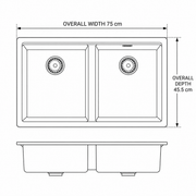 BYKN200013DEUE6101 — ზომების ნახაზი: width 75 cm, depth 45.5 cm