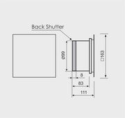 Bathroom extractor fan MMP with backdraft shutter 169m³-h 19W