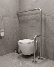 Bathroom handrail for the disabled Nofer 90 degrees left brushed