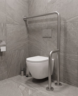 Bathroom handrail for the disabled Nofer 90 degrees left brushed