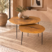 Reception table Miago with iron top, metal black legs, brown, &, height