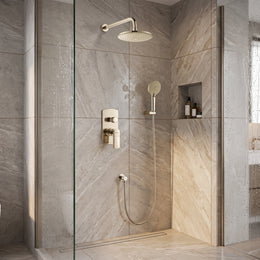 Built-in shower system Empolo with shower head,shower and mixer brushed gold