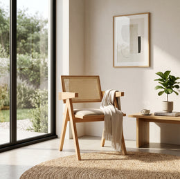 Kitchen chair Hinlim KAIRI Malaysian oak color, with beige seat