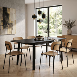 Dining table Hinlim WOYER MDF+ash wood veneer black