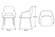 ტექნიკური ნახაზი — HLY25-2308-ORANGE — 56 × 60 × 87 სმ
