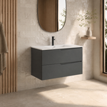 Jade კარადა ხელსაბანით მუქი ნაცრისფერი 99*46*52 სმ JA28027-100DG — რეალურ ინტერიერში — SKU JA28027-100DG