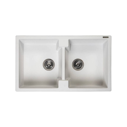 სამზარეულოს ნიჟარა Reginiox AMSTERDAM 20 გრანიტი ორმაგი Pure White 86*50*20სმ — კატალოგის ფოტო — SKU R30998
