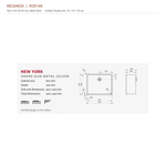New York 50×40 Gun Metal Silver technical drawing, 540×440×200 mm overall; 503×403×200 mm bowl; cabinet 600 mm; 10 mm radius, SKU R35146