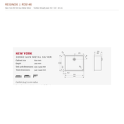 New York 50×40 Gun Metal Silver technical drawing, 540×440×200 mm overall; 503×403×200 mm bowl; cabinet 600 mm; 10 mm radius, SKU R35146